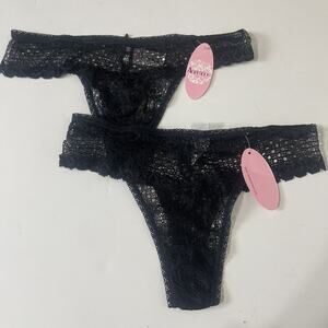 2-pack Women Underwear Intimate Lingerie Soft Stretch‎ Lace Thong Sexy Panty M/L
